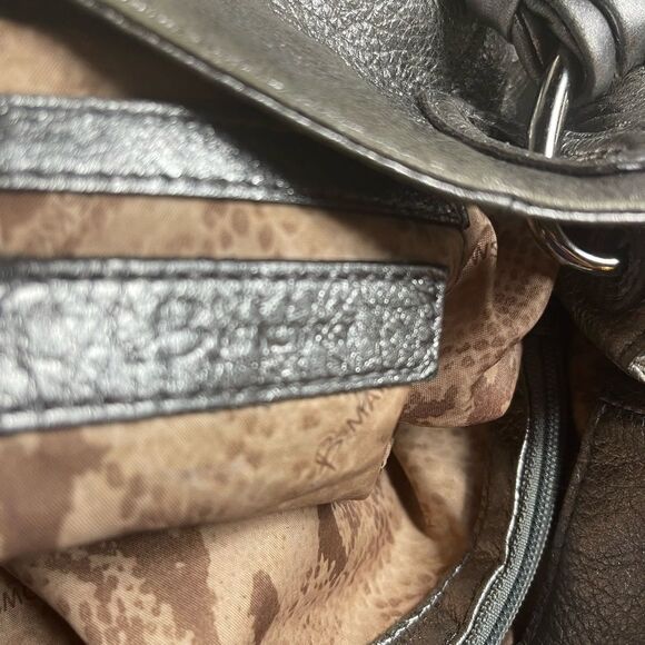 B. Makowsky Metallic Silver medium shoulder bag with silver tone chain accents - Picture 9 of 14
